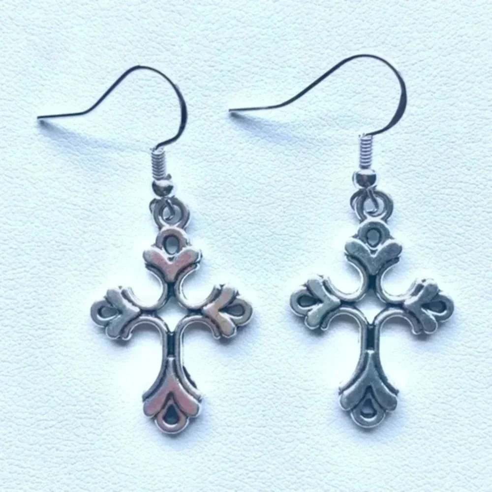 3 for $25/ Ornate Cross 925 Silver Drop Earrings NWT